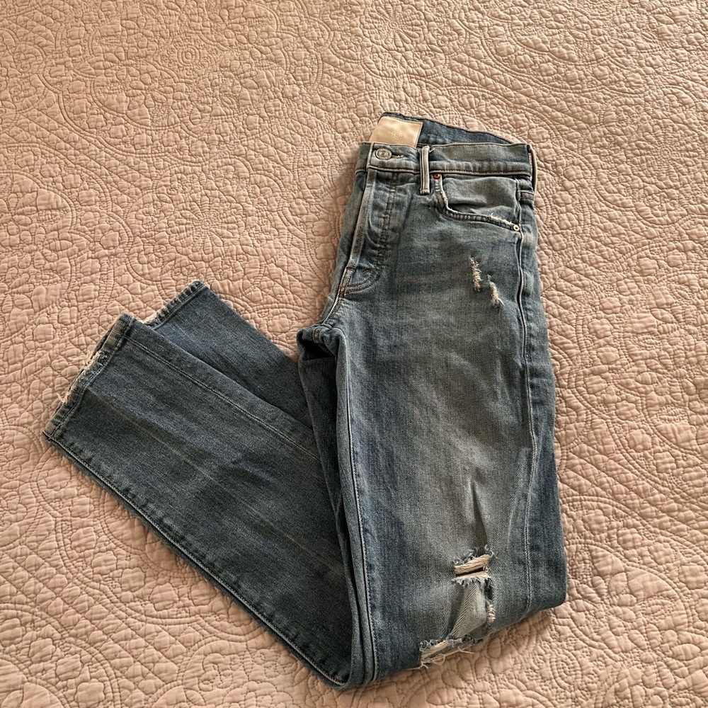 Mother Jeans- Mother Superior Distressed Blue Jeans